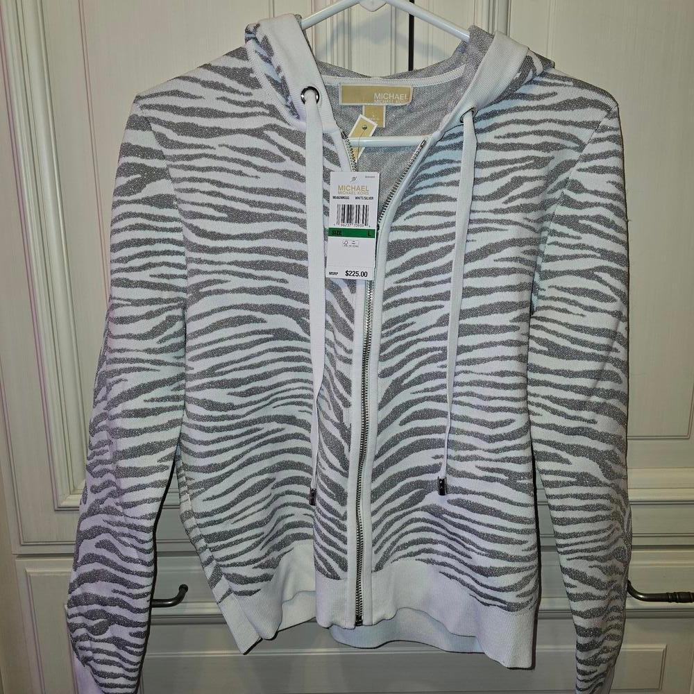 Michael Kors Zebra Print Jacket - White and Silver